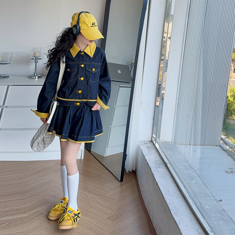 Teen Girls Trendy Yellow Lapel - Baby Clothing Yellow review and price
